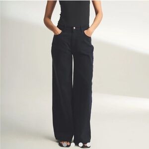 NWT NAADAM‎ Twill Wide Leg Pants in Navy Size 10